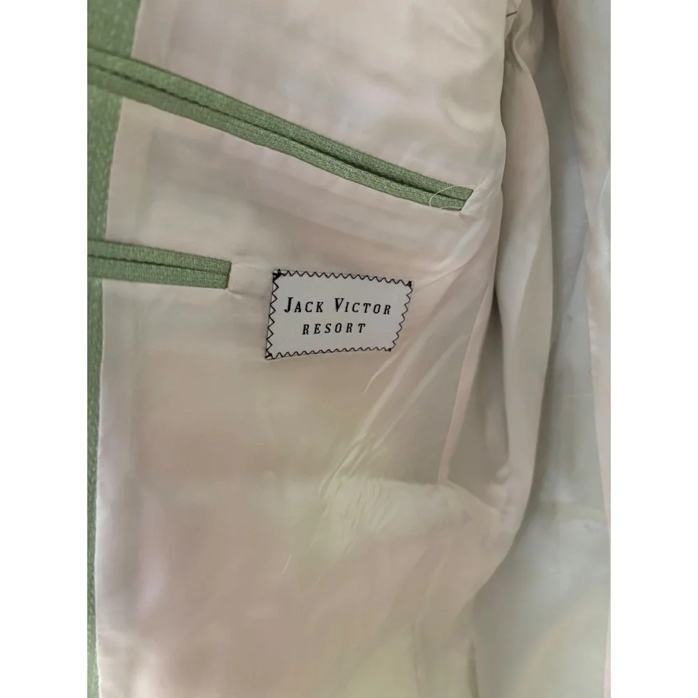 Jack Victor Resort Mens 44R Silk Blazer Sport Coat Green Made in Canada BOCAWOOD
